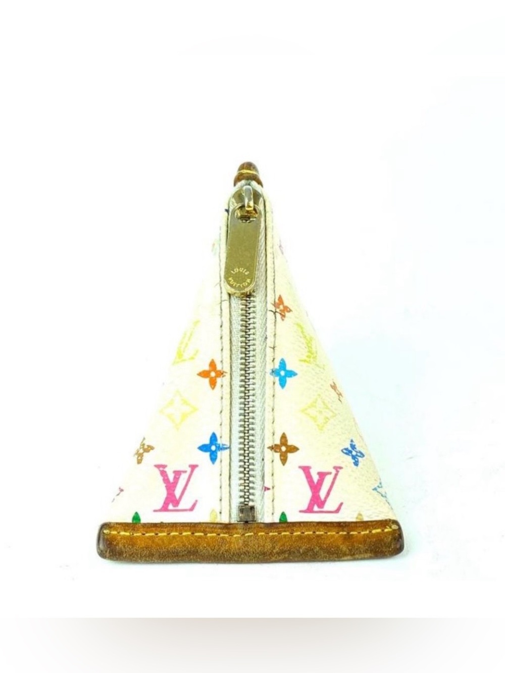 Louis Vuitton White Multicolor Monogram Berlingo Zip Coin Pouch with Brown Trim - Picture 5 of 8